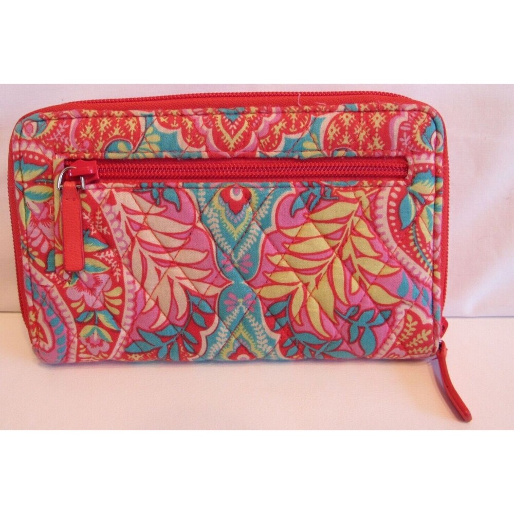 Vera Bradley Quilted Turn Lock and Zip Close Wallet Orange Paisley in Paradise - Picture 2 of 8